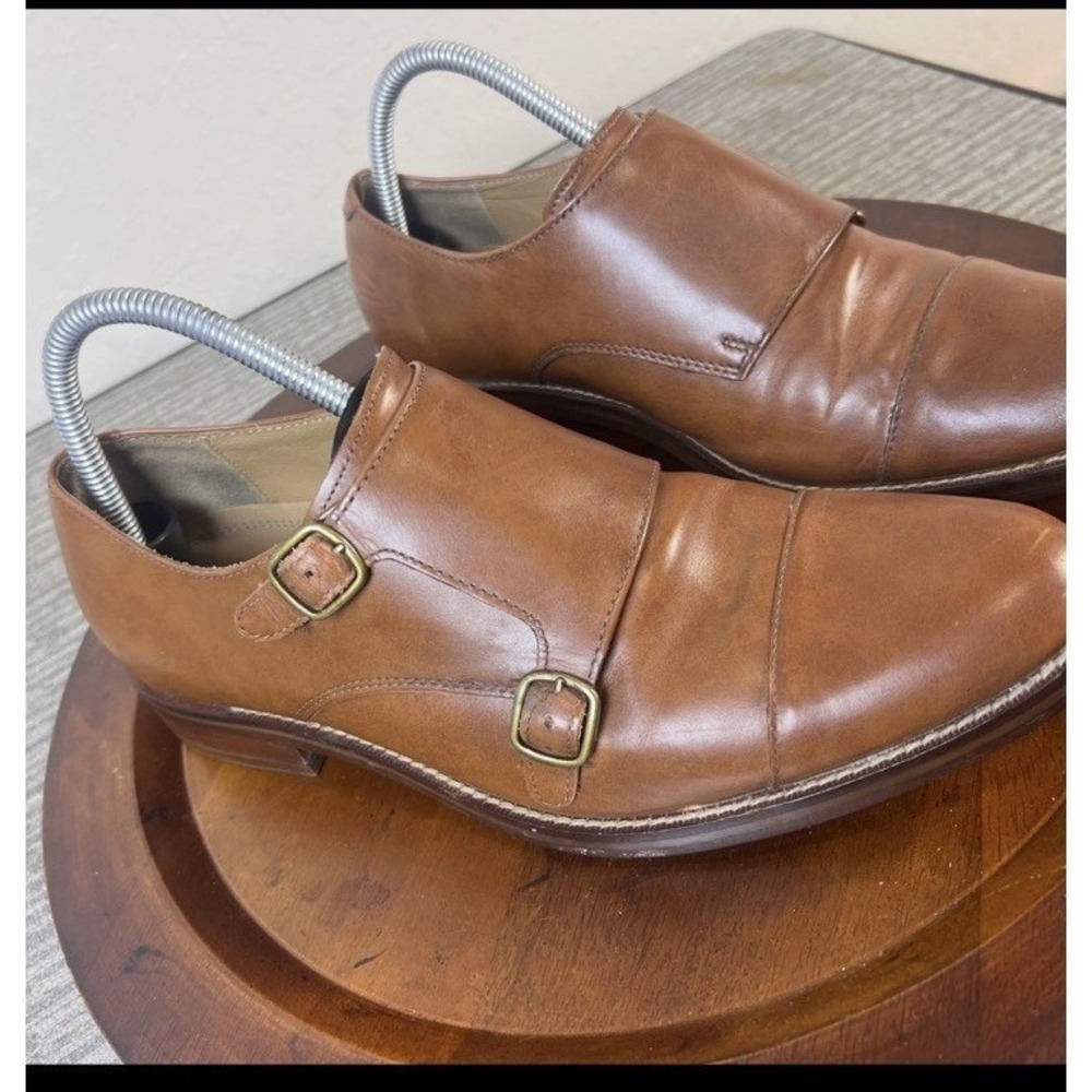 Cole Haan Grand OS Mens 8.5 M British Tan Leather Double Monk Strap Shoes Dress